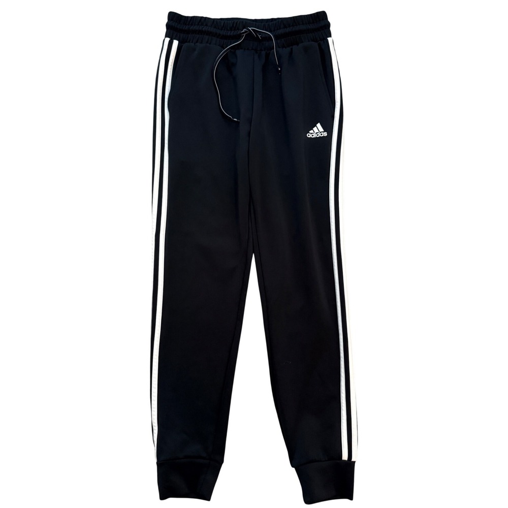 Adidas Track Pants Mens Small Black AEROREADY 3-Stripe Joggers Tapered Leg